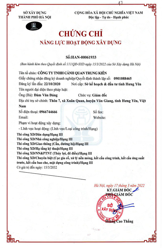Chứng chỉ 1