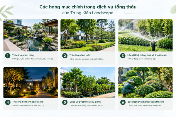 Các hạng mục chính trong dịch vụ tổng thầu của Trung Kiên Landscape