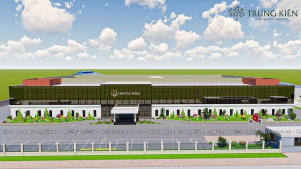 Thi công cây xanh tại Hanwha vision