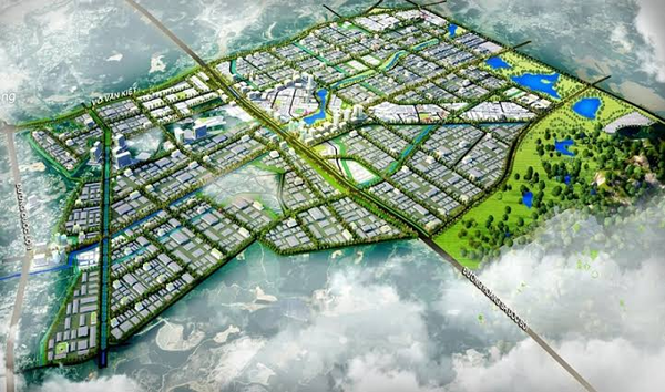 Nhà máy với lối đi xanh