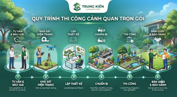 Quy trình thi công cảnh quan trọn gói tại Trung Kiên Landscape
