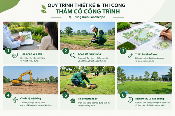 Quy trình thiết kế và thi công thảm cỏ công trình tại Trung Kiên Landscape