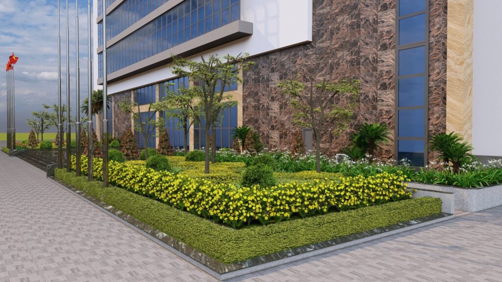 Cảnh quan mặt tiền – HNC phương án C tại Trường Cao đẳng Hà Nội
